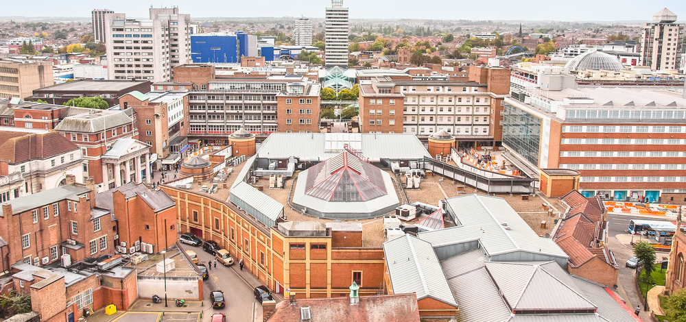 An aerial view of Coventry, where Mobileye Data Services are being used to survey the city's transport infrastructure.