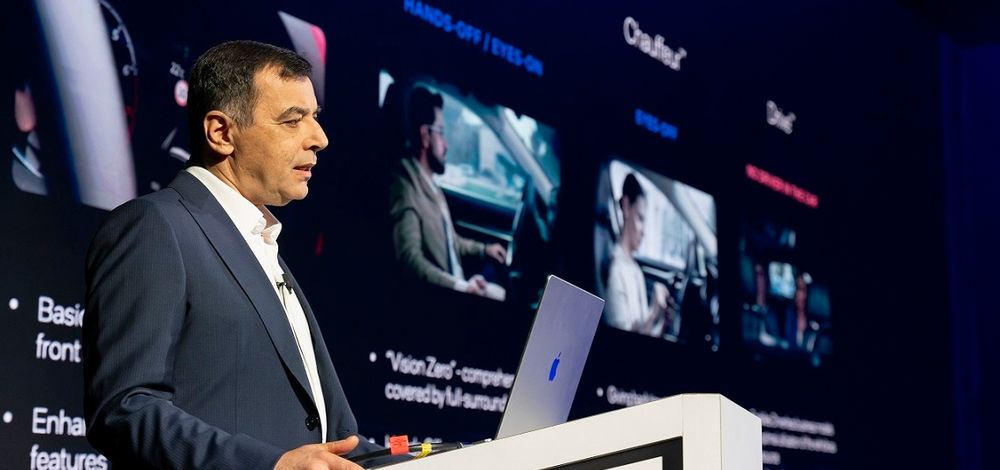 Mobileye CEO Prof. Amnon Shashua speaking at his annual CES press conference.