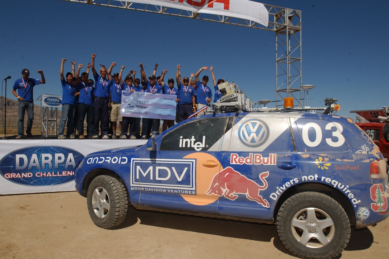 Stanford University's winning Volkswagen Touareg prototype at the DARPA Grand Challenge.