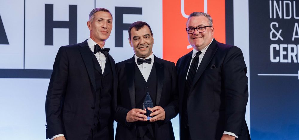 Mobileye CEO Prof. Amnon Shashua receives the 2022 Mobility Innovator Award during the Automotive Hall of Fame Induction and Awards Ceremony in Detroit.
