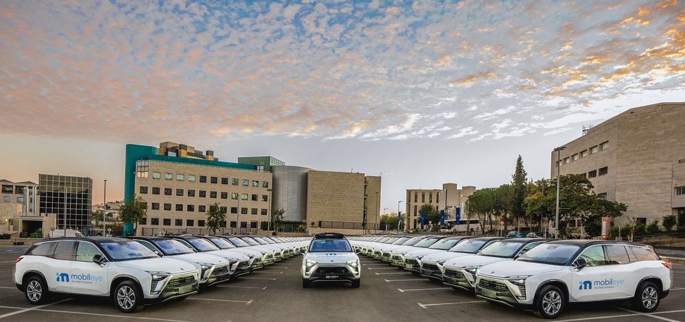 Mobileye’s fleet of self-driving vehicles in Israel.