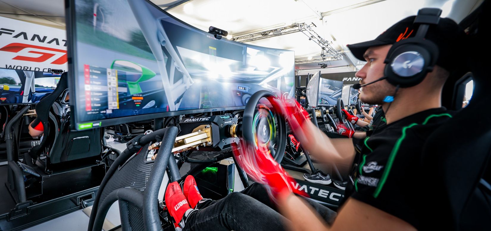 a virtual racing driver in the Fanatec Esports GT Pro Series