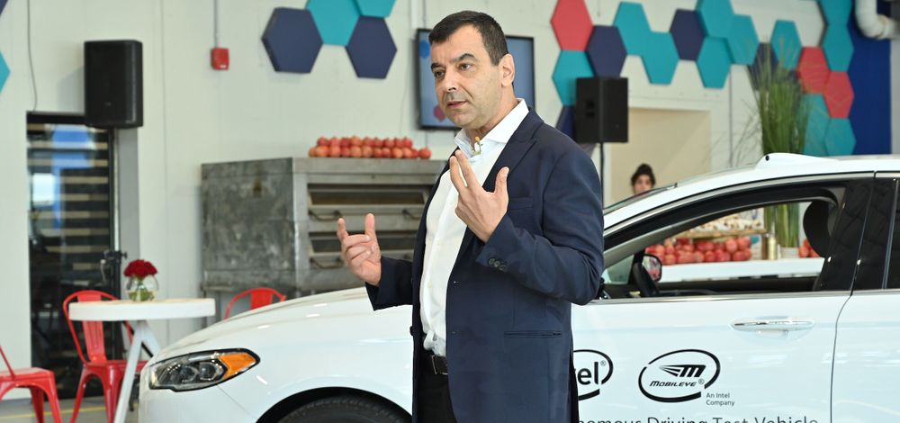 Prof. Amnon Shashua speaks at the 2019 Mobileye DRIVES Investor Summit in Jerusalem